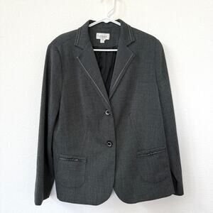 Conrad C Woman Blazer Gray Stretch Career Jacket Size 14 Made in Canada‎